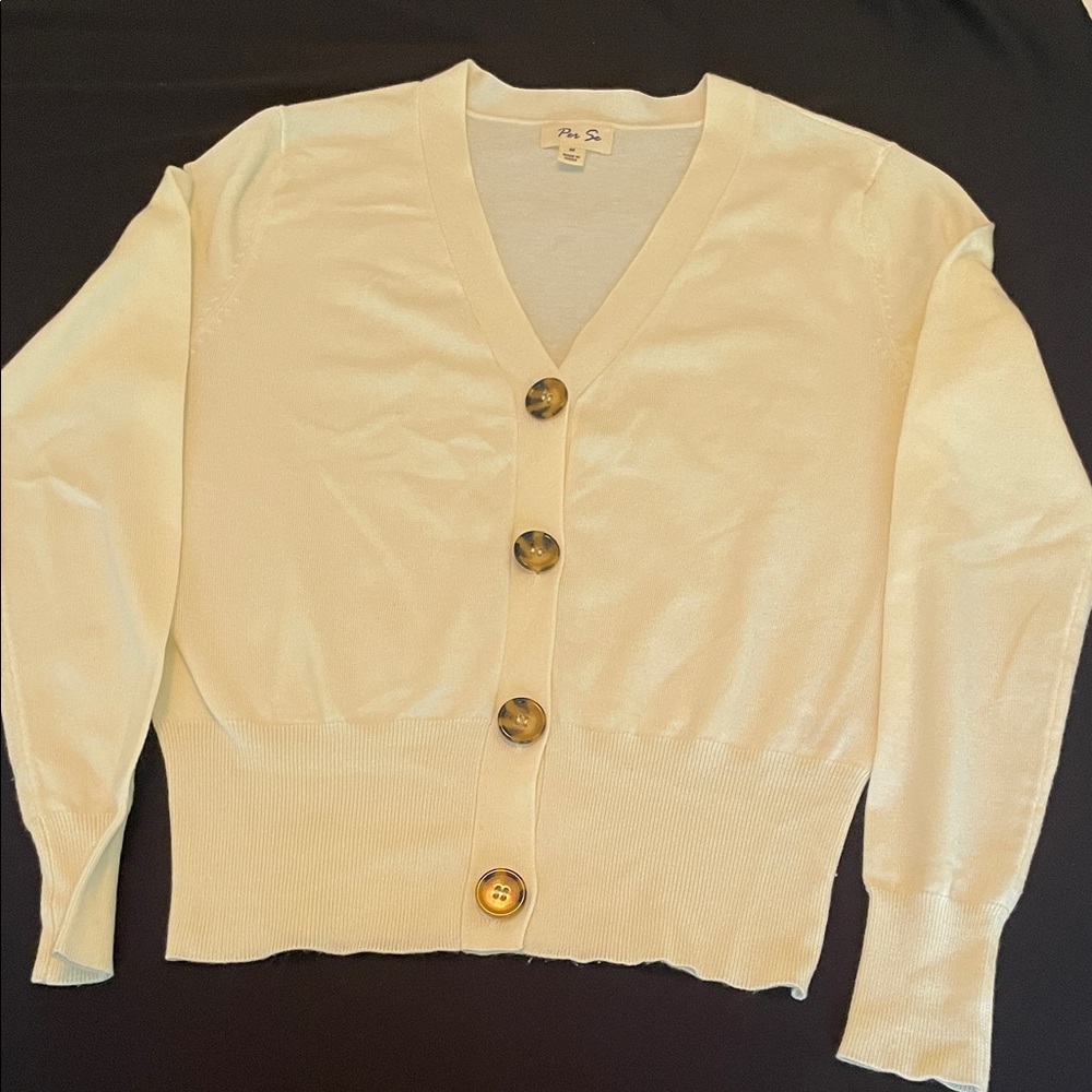 Per Se - Cream Button-Up Cardigan
